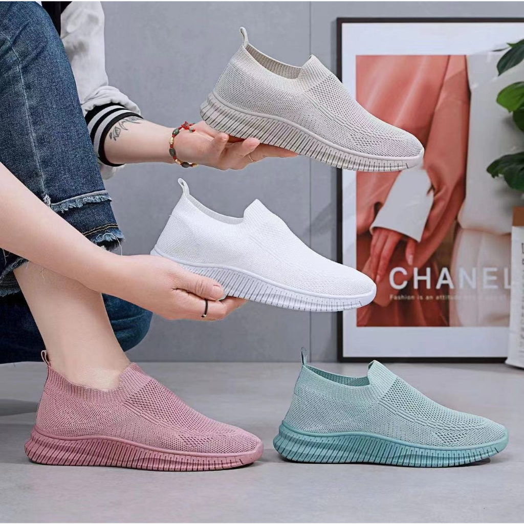 12.12 SALE!!! E227 IMPORT SEPATU SLIP ON WANITA SPORT FASHION SNAEKERS NO BOX (TIDAK ADA KOTAK) !!! - 4 WARNA