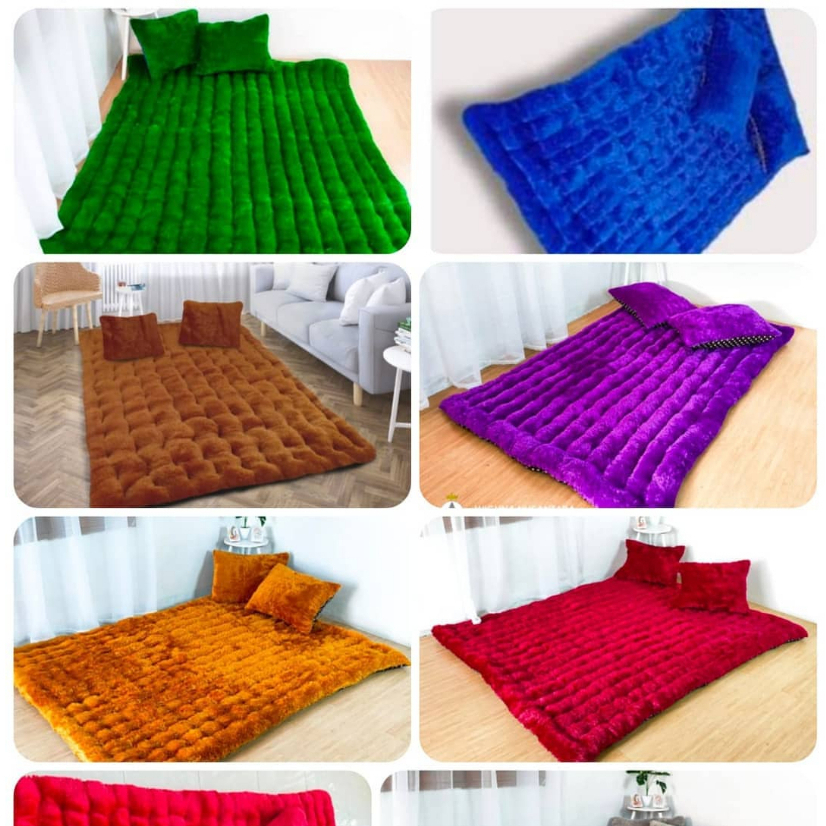 KASUR GENDER BULU+2 BANTAL RASFUR TEBAL+2 BANTAL KASUR LANTAI BULU RASFUR+2 BANTAL KASUR LANTAI MENU