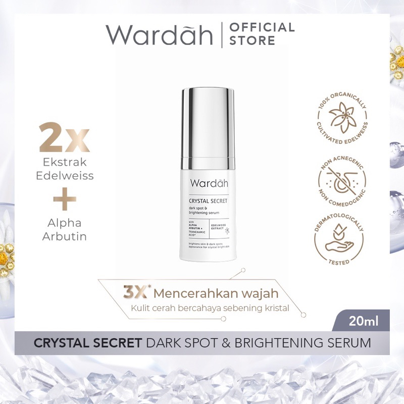 Wardah Crystal Secret Dark Spot & Brightening Serum 20 ml - Serum dengan Ekstrak Edelweiss - Mencera