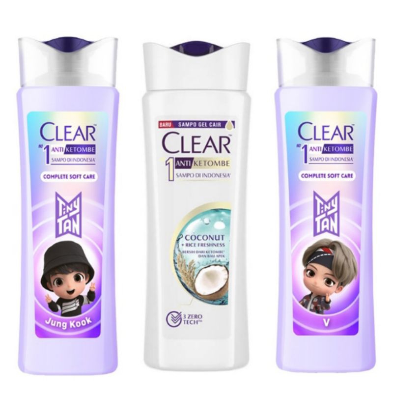 Clear Shampoo Anti Ketombe Ice Cool Menthol / Coconut Rice Freshness / Complete Soft Care Tiny Tan B