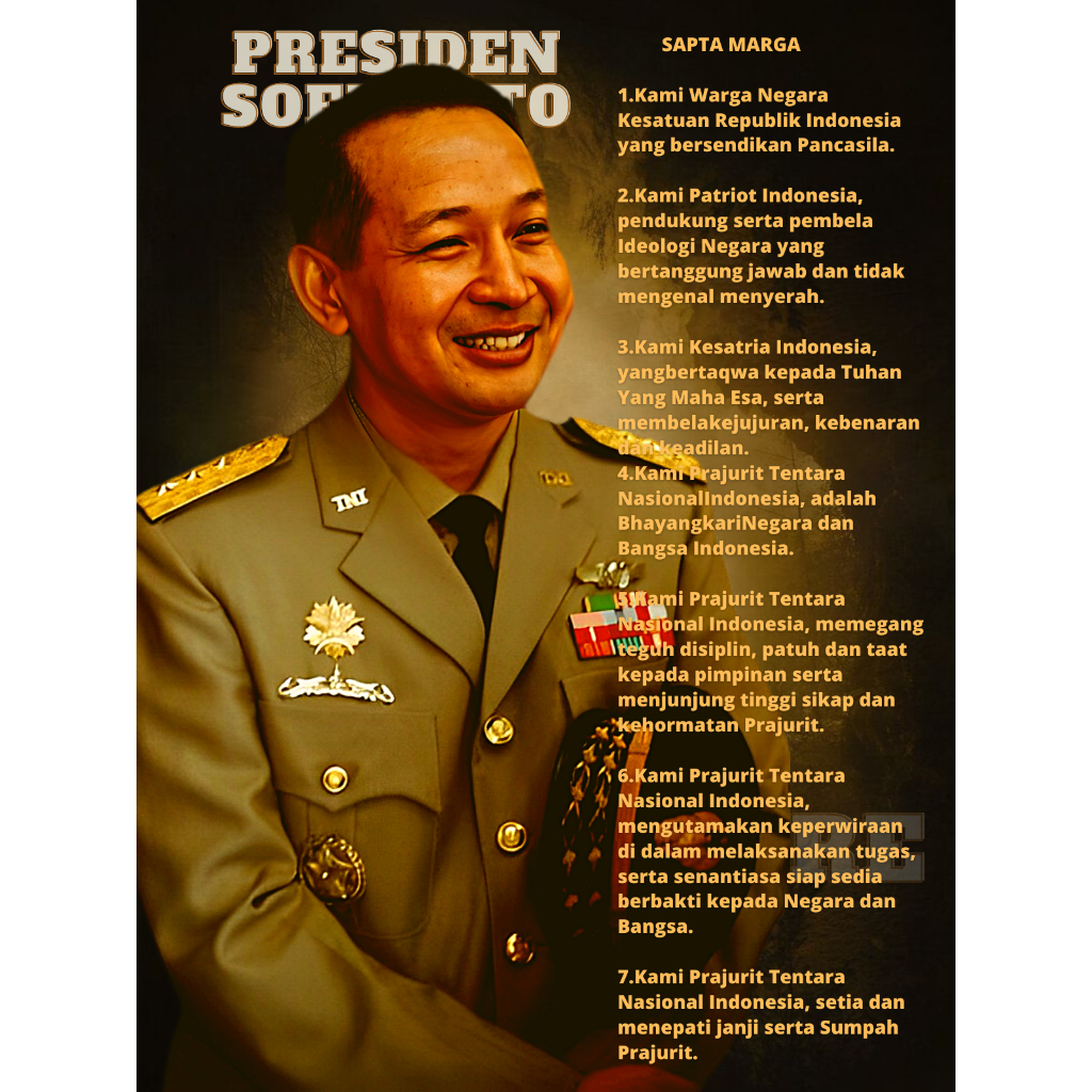 Poster Presiden Soeharto Sapta Marga Untuk Hiasan Dinding