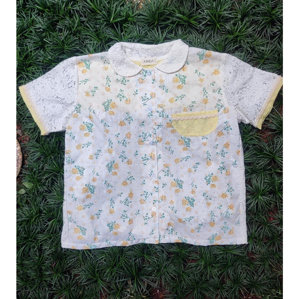 ayla kuning kinda blouse kemeja atasan katun bordir wanita