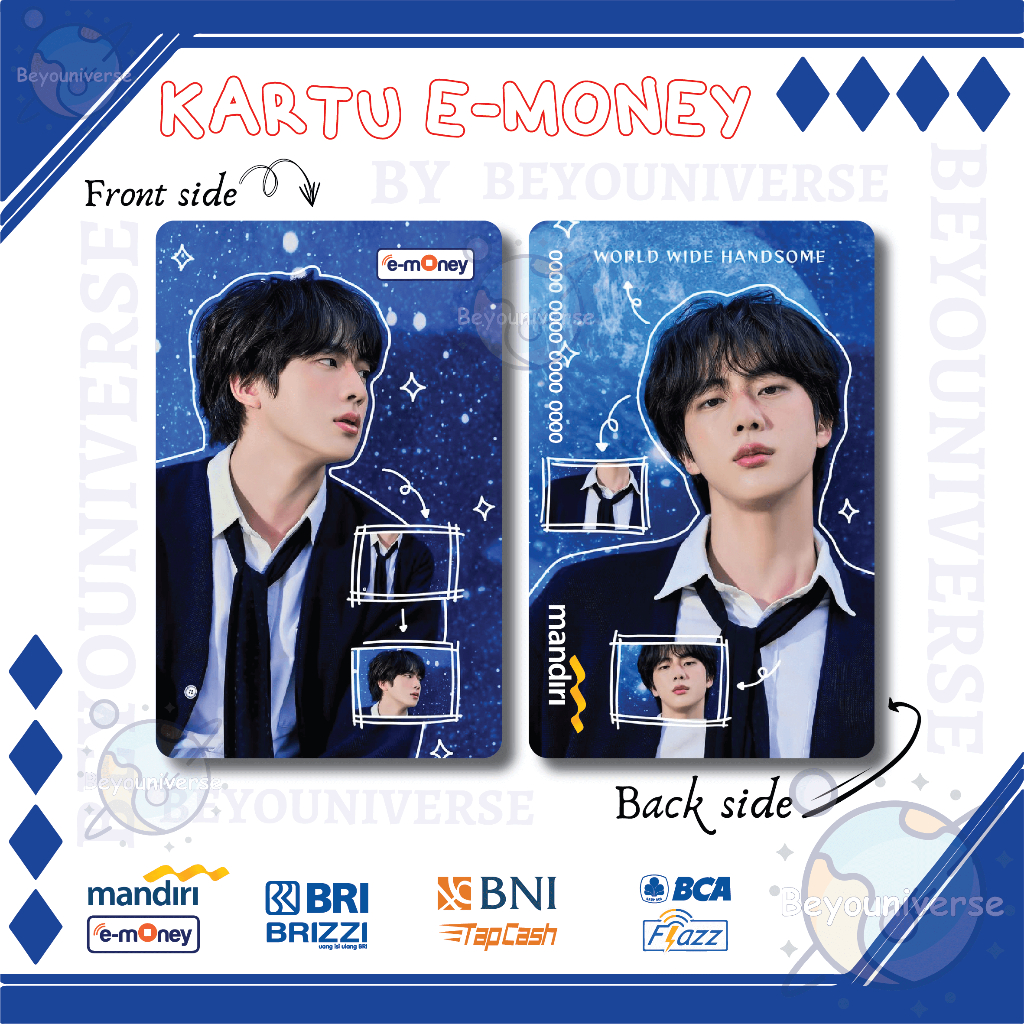Emoney Etoll Custom JIN the Astronaut Seokijn astronout BTS Yoongi Mandiri E-money BCA Flazz E-toll 