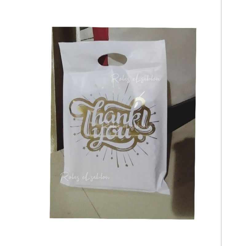 (READY STOK ISI 50) Plastik Thank You tinta gold/ Plastik plong Hd Thank You / kantong plastik thank