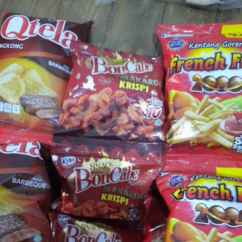 

Qtela French Fries Taro chitato Boncabe Tiara Kusuka Karmellow