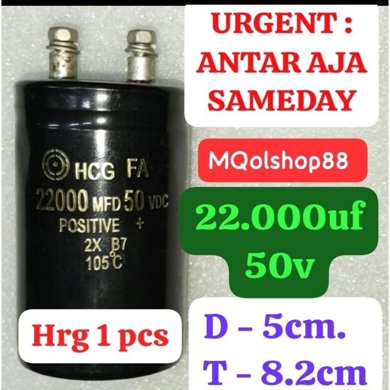 22000uf 50v elco kapasitor original HCG 22000uf/50v