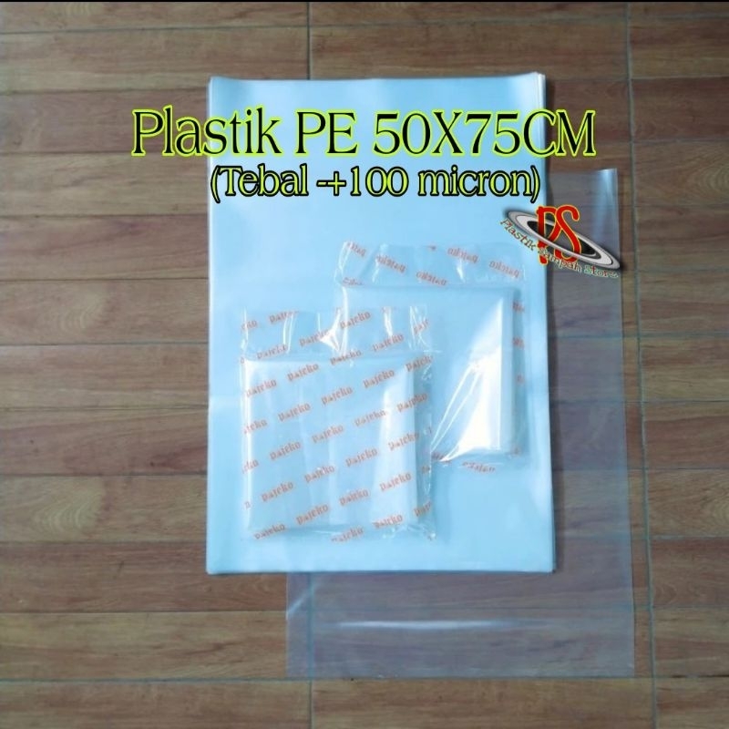 Kantong Plastik PE Bening 50 x 75 Cm Plastik Bening Tebal 100 Micron , Plastik Bening 50 x 75 Cm Pla