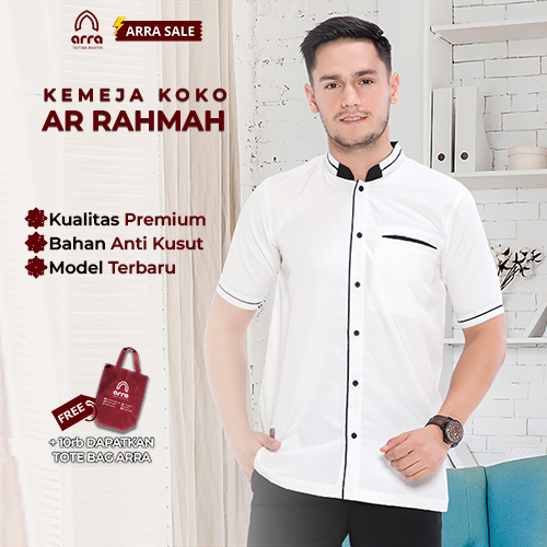 ARRA - Baju Koko Ar Rahmah Fashion Muslim Pria Dewasa Warna Snow White Forest Green Milo