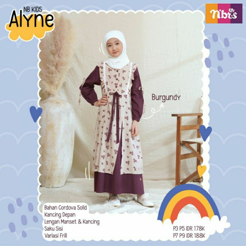 Gamis Anak 'Alyne' Burgundy P3 by Nibras (Non Hijab)