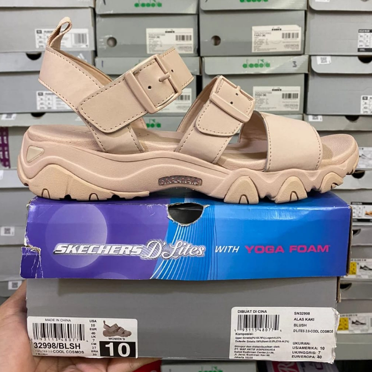 Skechers D'lites 2.0 - Cool Cosmos Blush 32998/BLSH Sandal Wanita Original