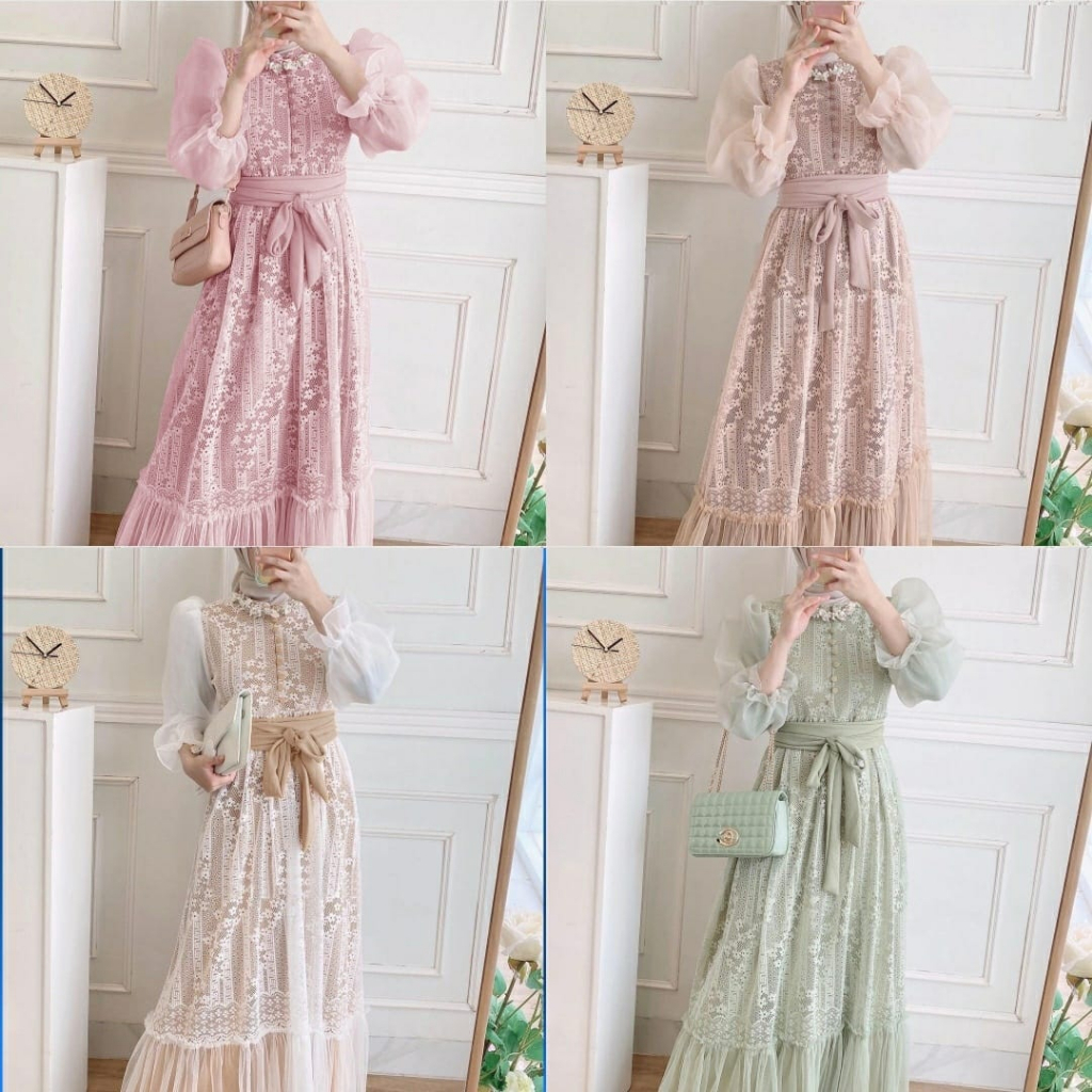 Baju Gamis Wanita Dewasa Busui Jumbo Pesta Kondangan Lebaran Murah Kekinian Terbaru Gaun Maxi Dress 