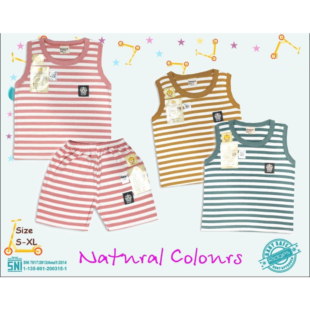 Baju Setelan Anak Singlet Ridges Salur Premium Quality Prosperity Stripes / Natural Colours SNI