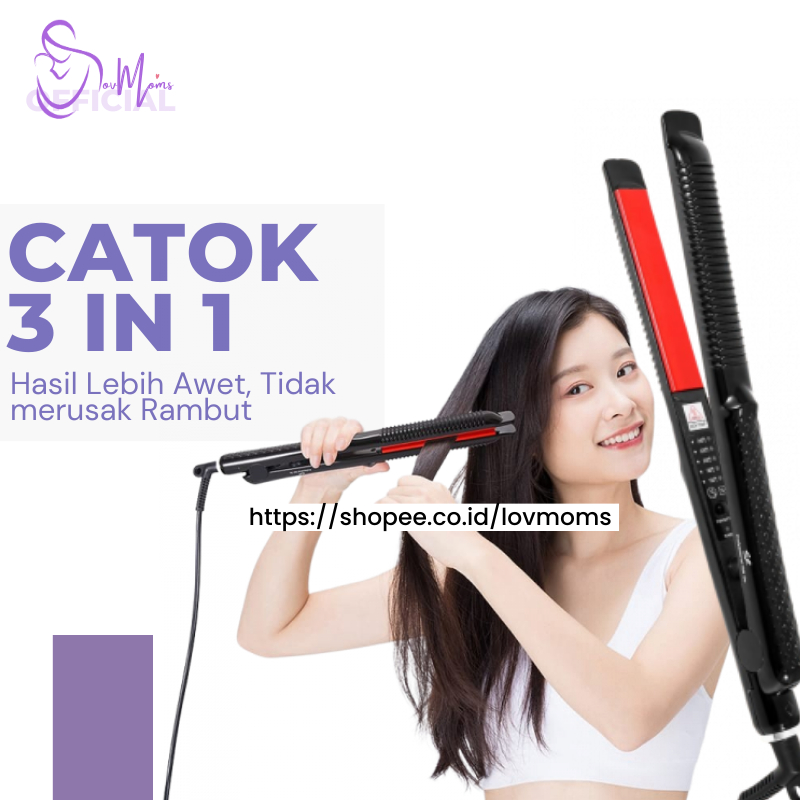 Catokan Rambut Turmaline Tourmaline 3 In 1 Curly Wavy Straight Alat Catok Cetokan Carokan Catokkan S