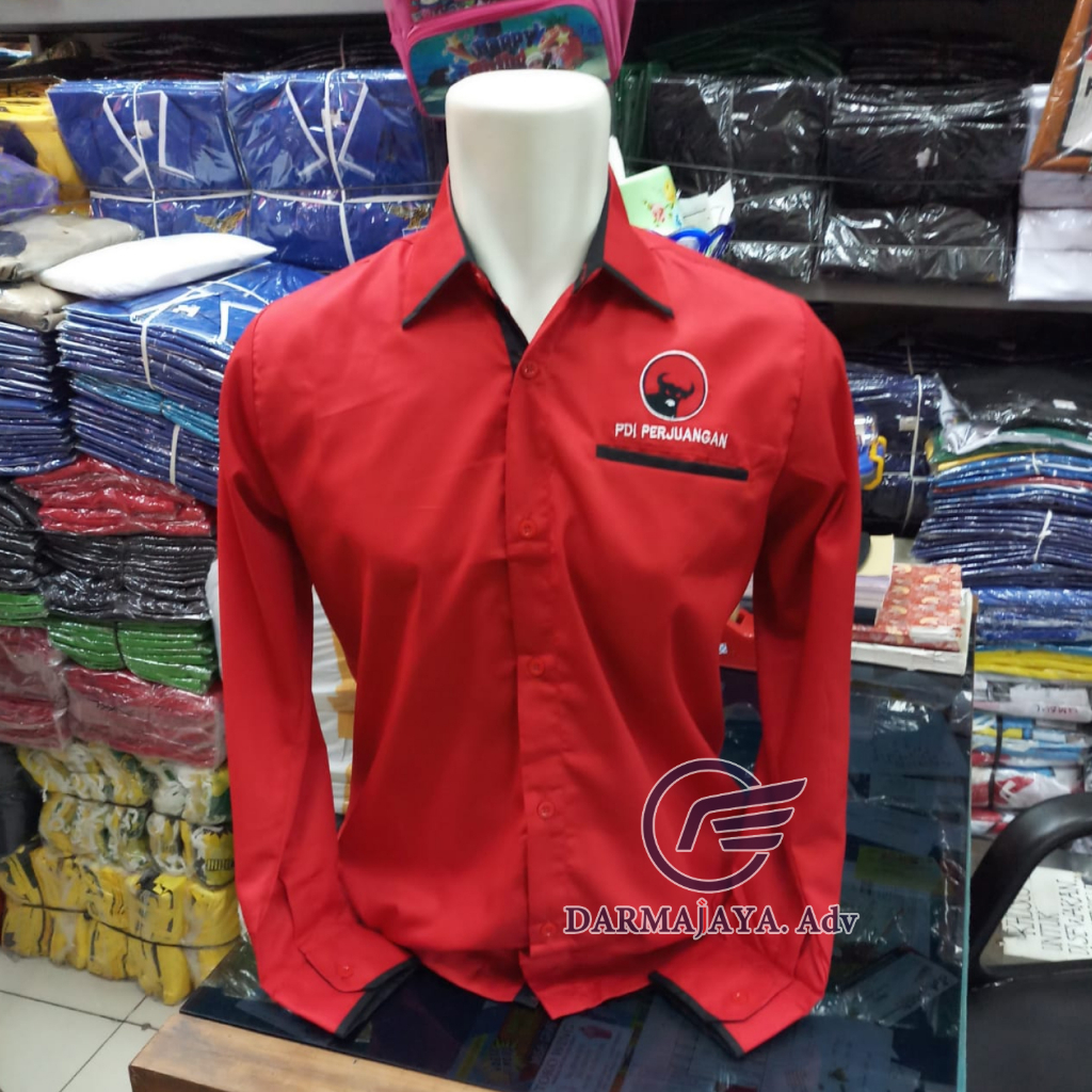 kemeja partai pdi perjuangan lengan panjang