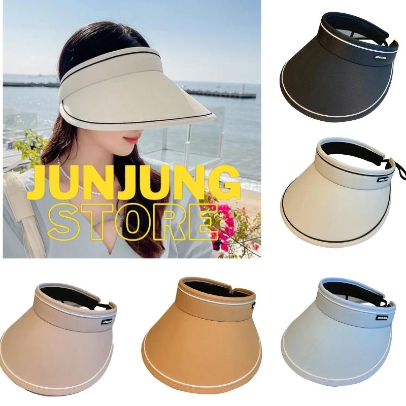 TOPI PANTAI GOLF CADDY VISOR LEBAR WIDE SUMMER FOLDING SUN CAP PONYTAIL FASHION SPORT SPORTY OLAHRAG