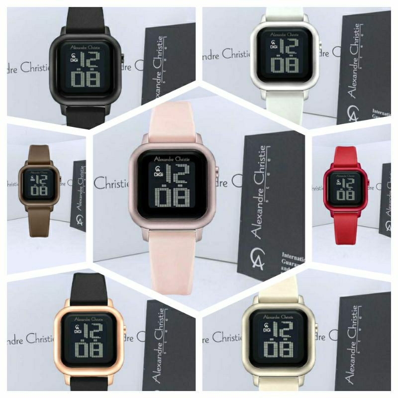 Jam Tangan Wanita Alexandre Christie 9392 AC9392 AC Digital Tali Karet / Rubber