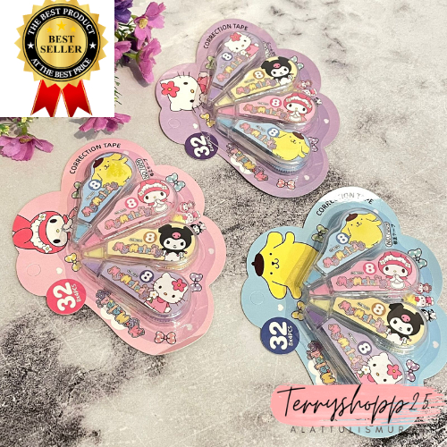 

CORRECTION TAPE Sanrio Isi 4pcs Tipe x Roll Murah Alat Tulis Sekolah Bisa Cod