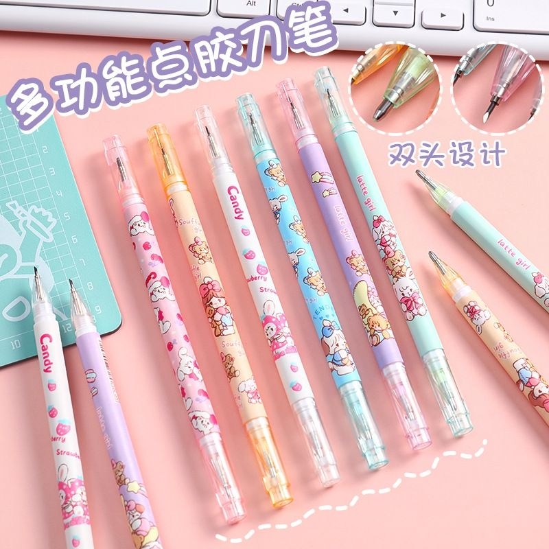 

[1 Bh] 2 in 1 Pen 2 in 1 lLem dan Pisau Pen Ukir Kertas Mini Pen Cutter DIY