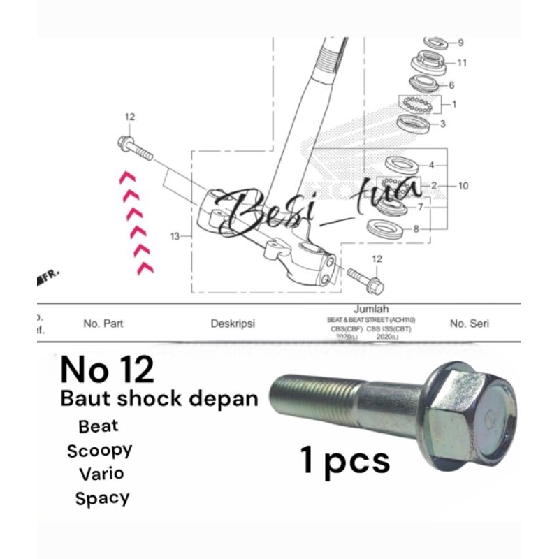 baut shock depan beat scoopy vario spacy