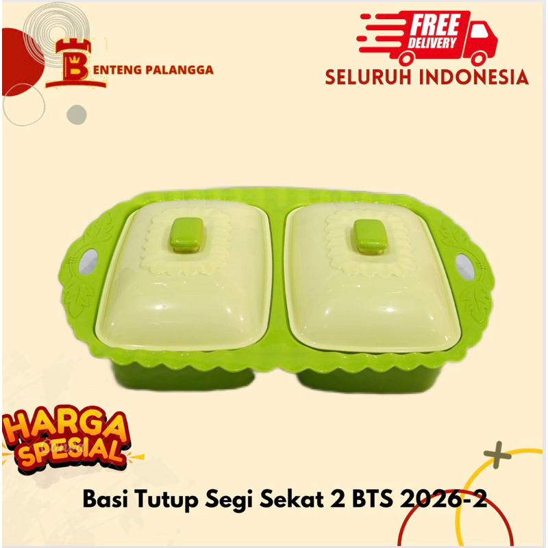 Basi Tutup Tempat Sayur Lauk Sekat 2 BTS 2026-2 Plastik Hijau Tebal Golden Sunkist Foodgrade