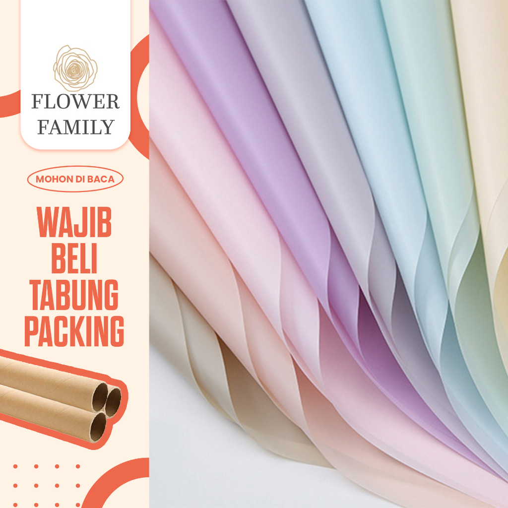 

Flower Family - [20 Lembar] Kertas Buket Bunga polos Korea CELLOPHANE Waterproof Flower Wrapping Paper/ Kado Wisuda - Anniversary