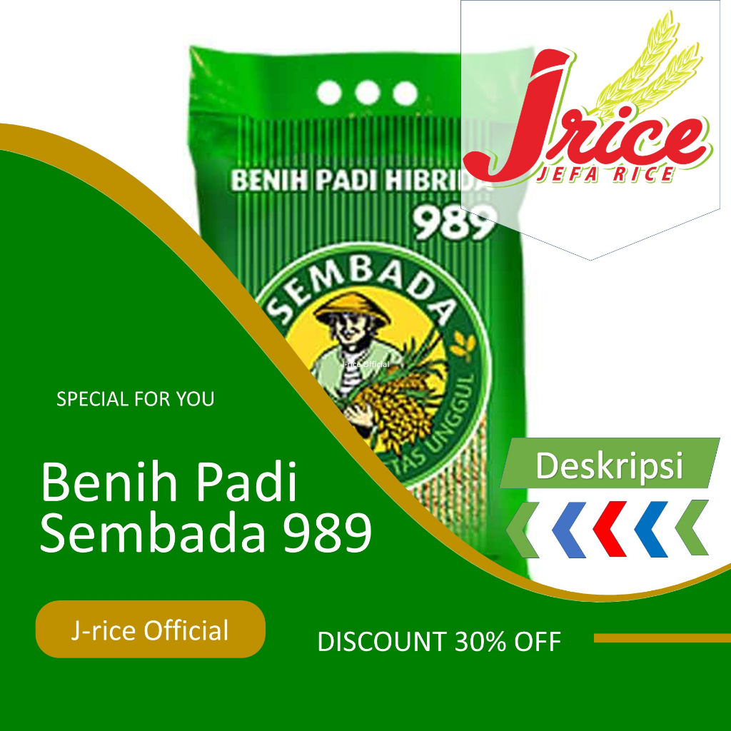 BENIH PADI HIBRIDA SEMBADA 989 BIBIT PADI KEMASAN 1KG