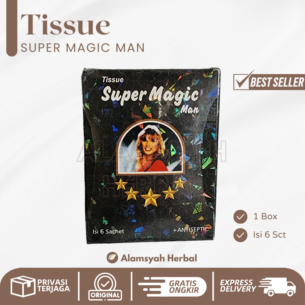 TISSUE SUPER MAGIC MAN | Tisu Super Magic Man 100% Original, 6 Sachets