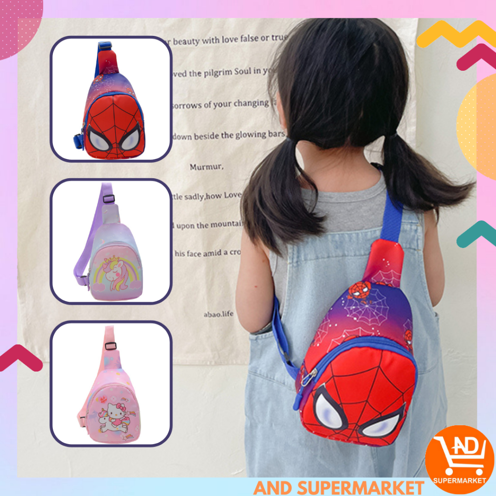 Tas Selempang Dada Anak Motif Karakter Tas Jalan Anak Cewek Cowok Sling Bag Anak Terkini Murah T292