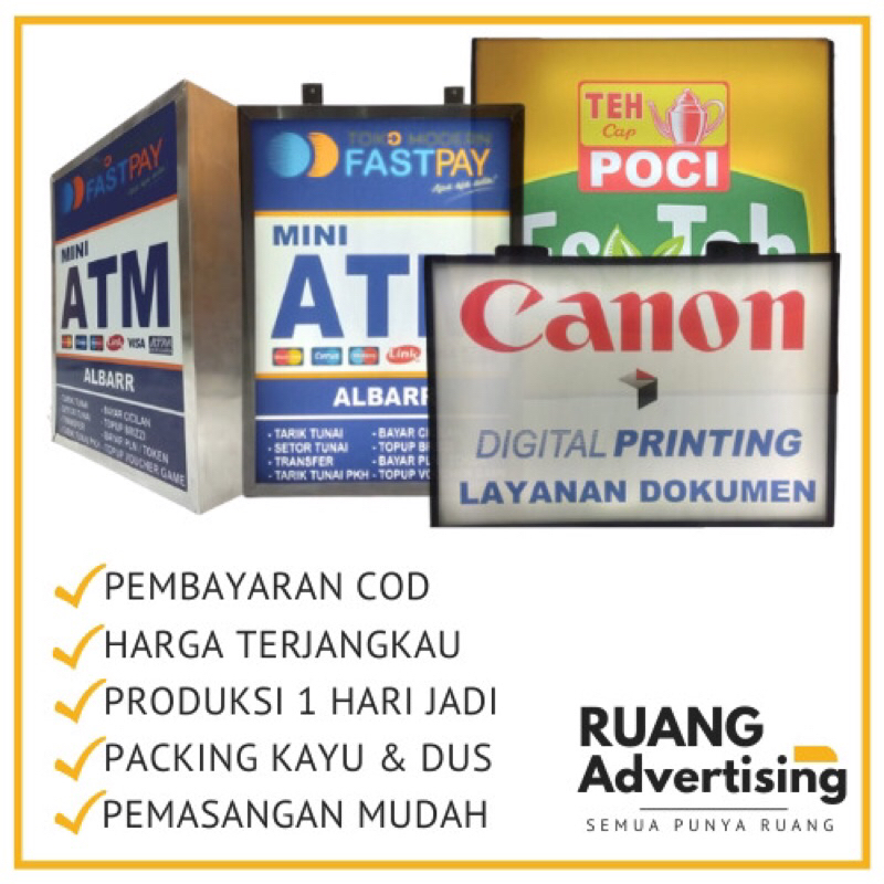 NEON BOX AKRILIK CUSTOM DESAIN BERBAGAI UKURAN | NEON BOX DUA SISI PLUS LAMPU NYALA DEPAN BELAKANG