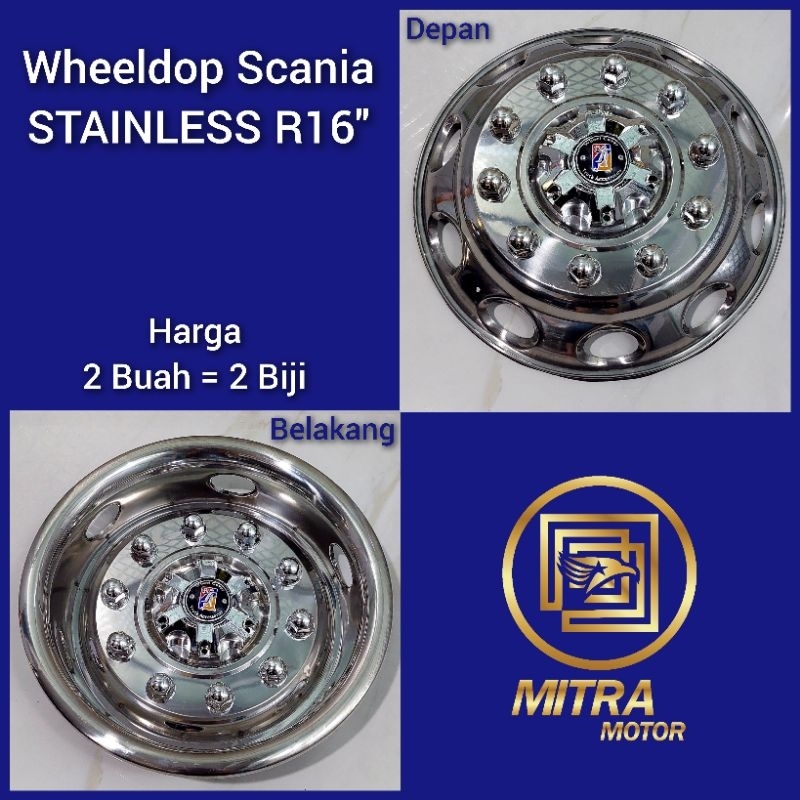 [2 Buah] WHEELDOP WELDOP Truck 16" Scania Stainless