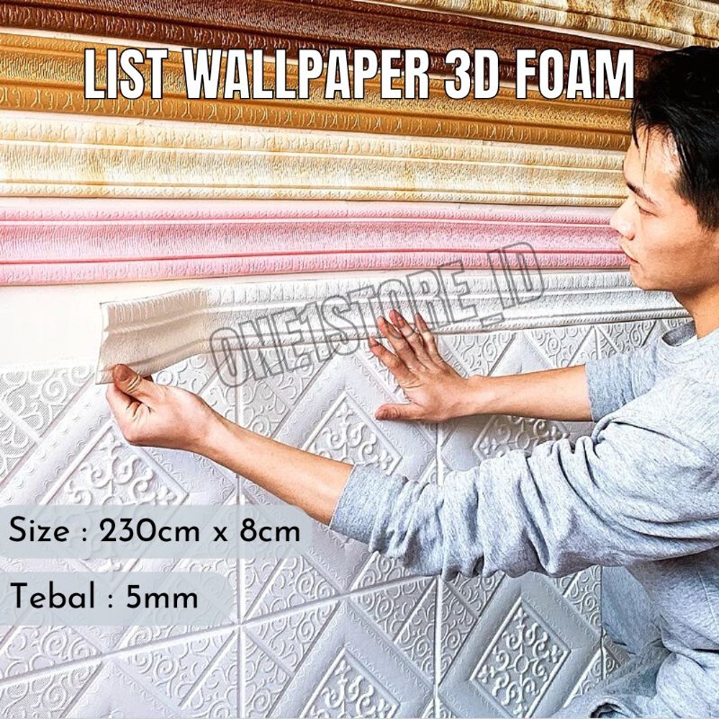 List Wallpaper Dinding Foam Wallpaper Border 3D Foam 230cm x 5mm