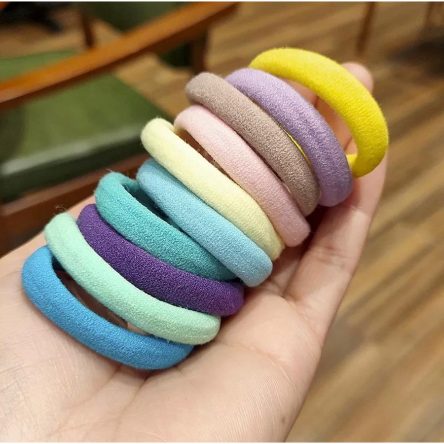 Ikat rambut model donat kecil kunciran karet rambut polos warna warni ikatan rambut mini  kunciran r