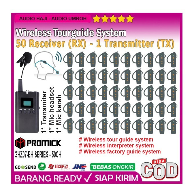 Earpiece Wireless Tour Guide and Interpreter System 50CH PROMICK GHZ07