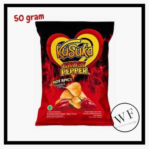 

Kusuka keripik singkong Ghost Pepper / Cassava chips Hot Spicy 50g