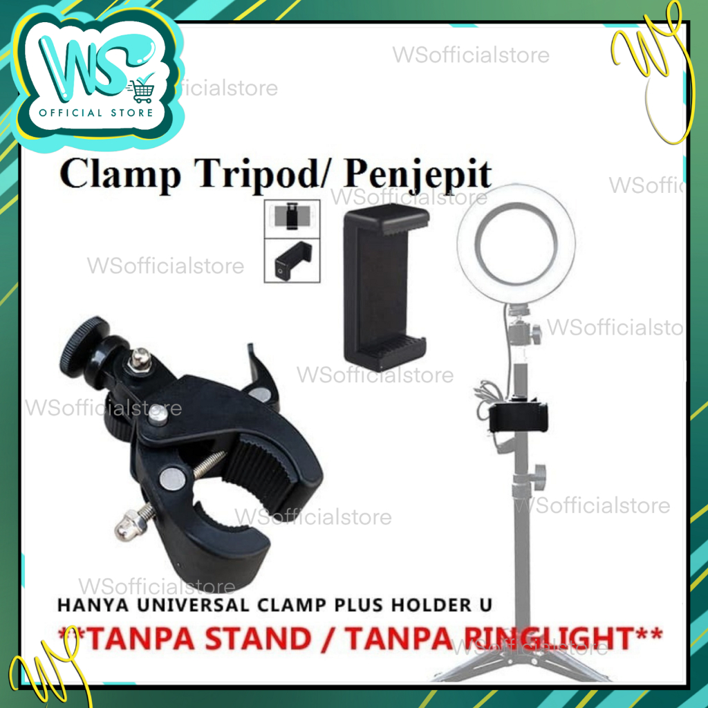 [JAKARTA] HOLDER JEPIT UNIVERSAL CLAMP PENJEPIT SMARTPHONE JEPITAN BAUT UNTUK TRIPOD TONGSIS