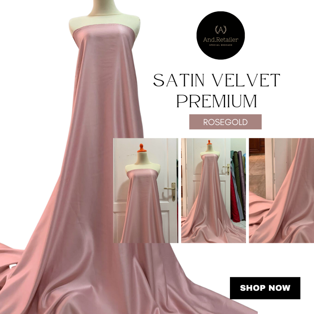 Kain Satin Velvet Premium Warna Rose Gold Bahan Gamis Seragaman Bahan Furing bisa Untuk Background B