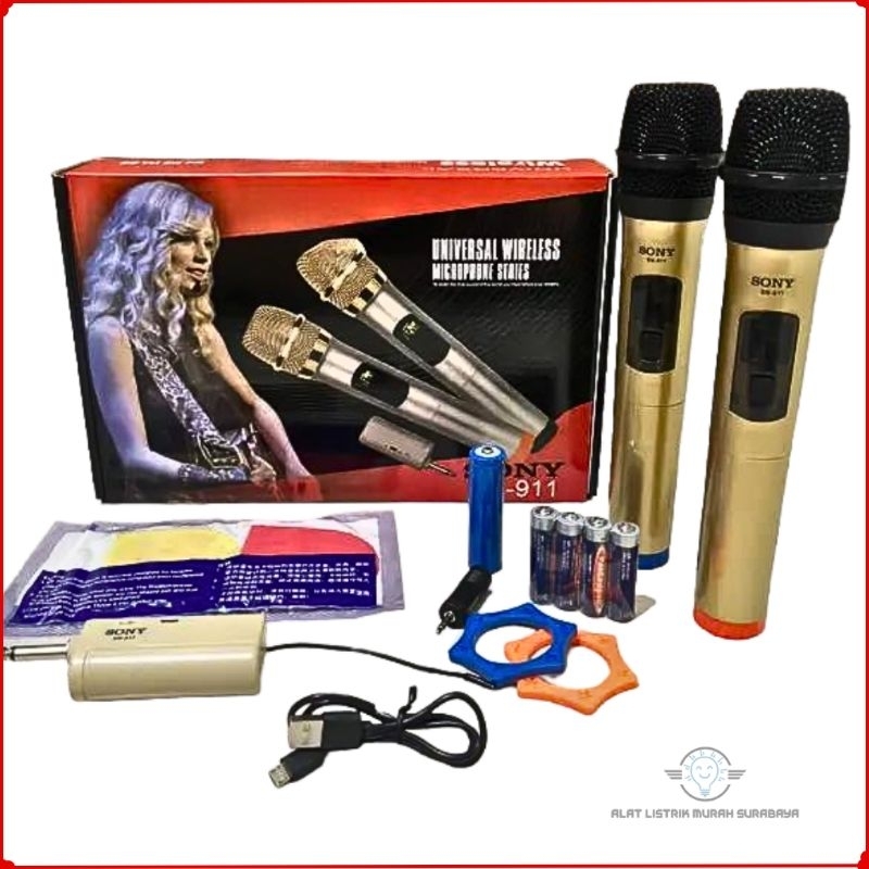 Microphone SONY SN-911 Wireless Double Mikrofon mic tanpa kabel TERBARU SUARA LEBIH