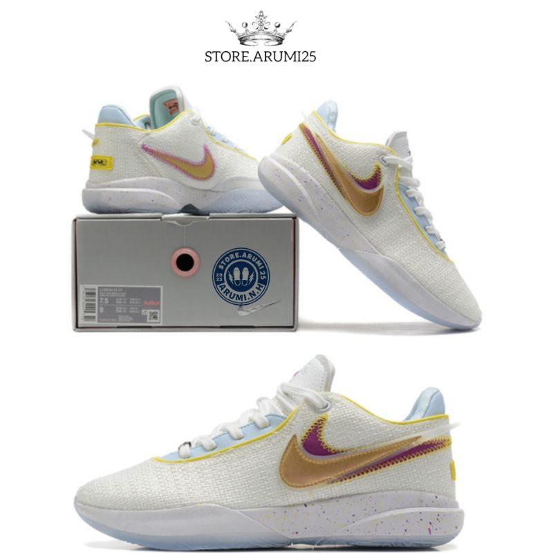 Sepatu Nike Lebron 20 White Yellow Gold