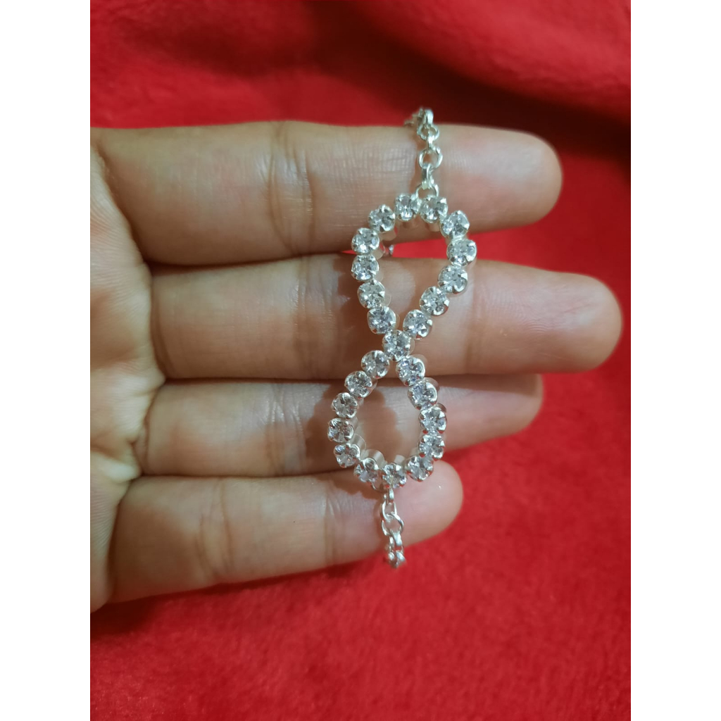 Gelang perak asli model pita gelang perak permata sirkon gelang perak 925