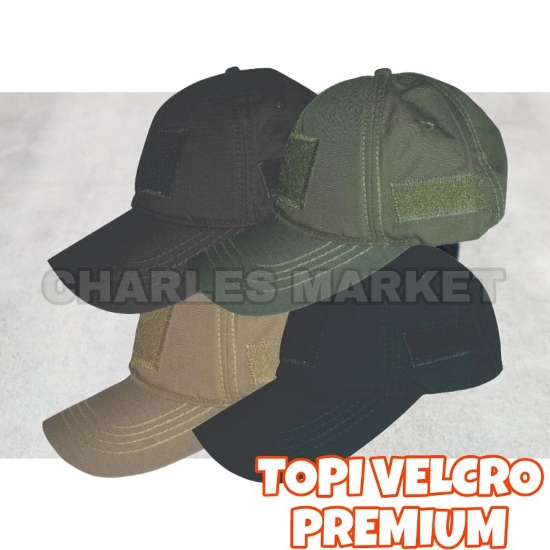 TOPI VELCRO TACTICAL HIJAU - TOPI HITAM VELCRO TACTICAL  - TOPI TACTICAL CREAM