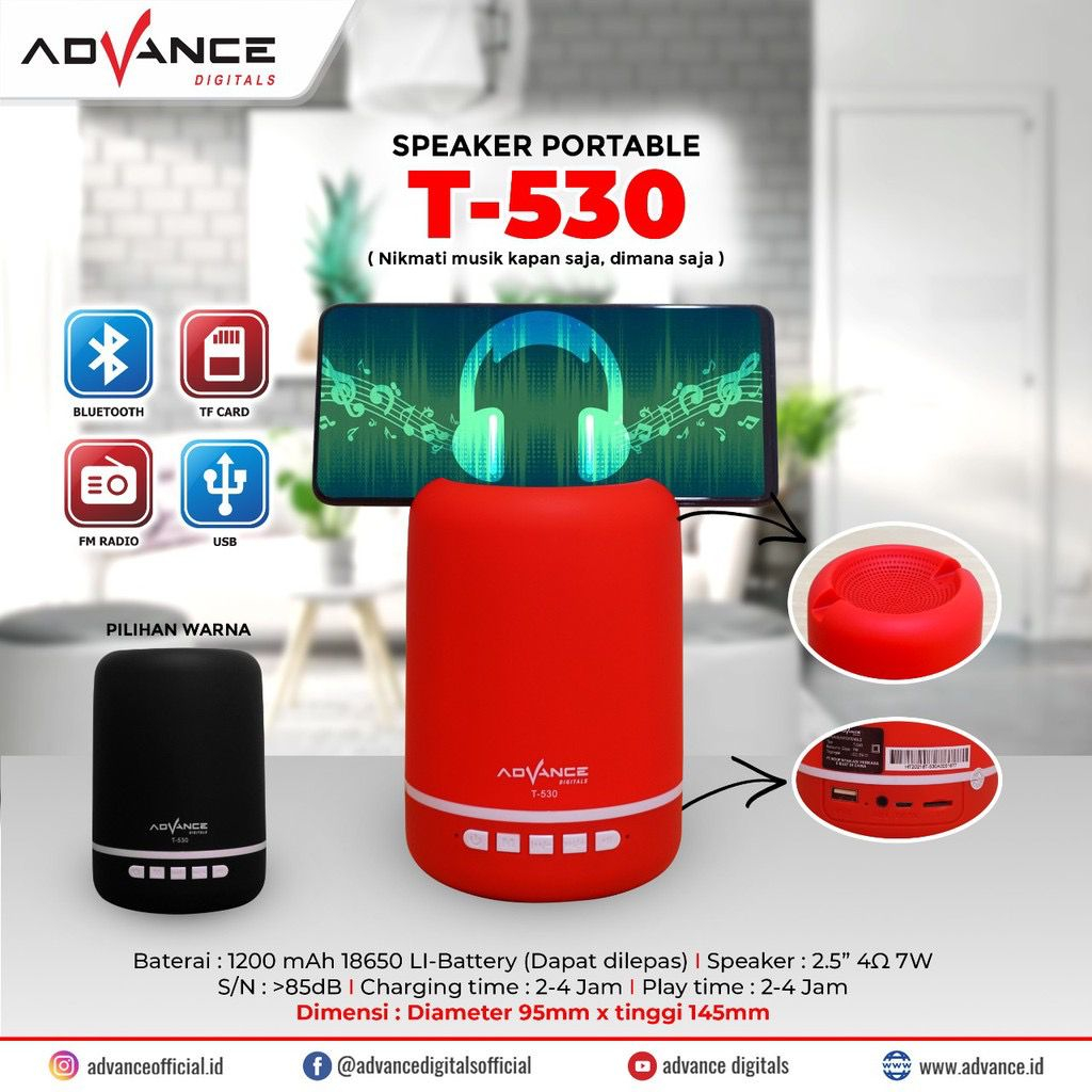 Speaker Bluetooth Advance T 530 BT Bluetooth Portable FM RADIO Music Box advance