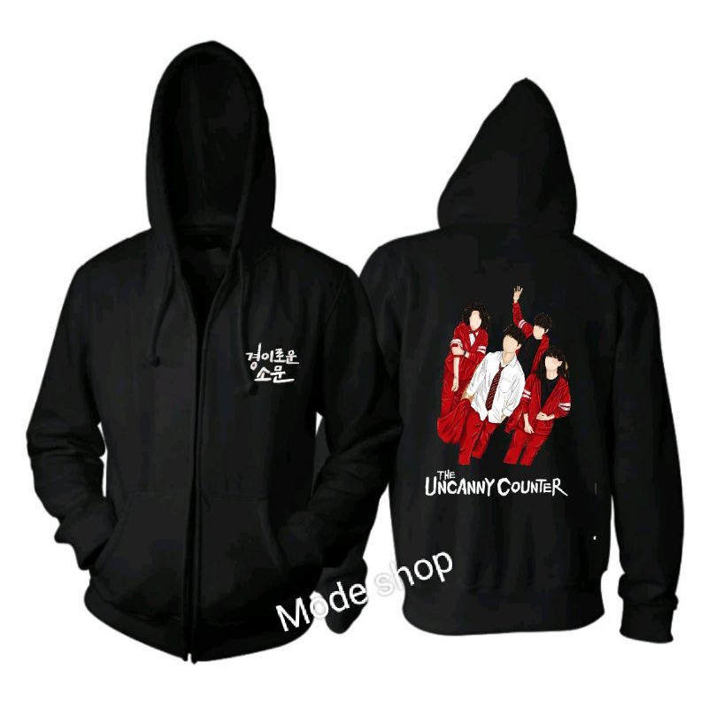 jaket uncanny counter drama Korea Hoodie resleting
