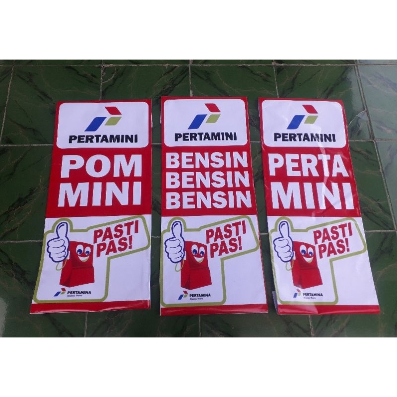 Baner Bensin Pertamini dan Pom mini ukuran 30 x 80 cm