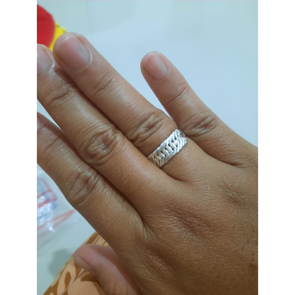 cincin perak asli dewasa motif rantai