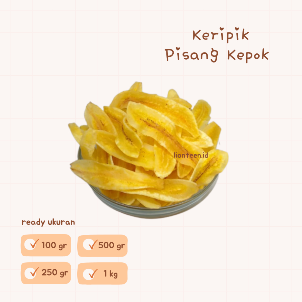 

Keripik Pisang Kepok 250 gr / Kripik Pisang Asin Gurih 250 gram Makanan Banana Chips 250gr Cemilan Kering Enak Original