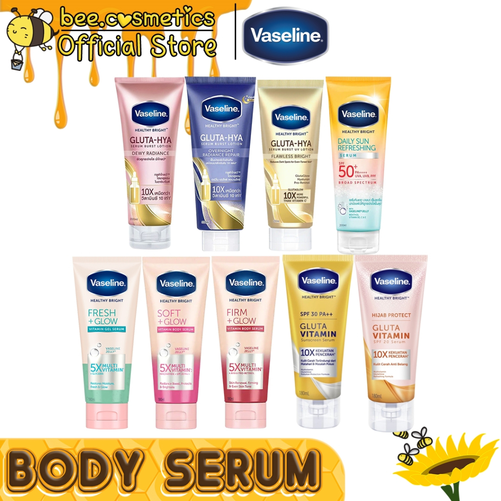 VASELINE HAND BODY LOTION / BODY SERUM SERIES ( DAILY SUN REFRESHING SPF50+ / GLUTA-HYA OVER NIGHT /