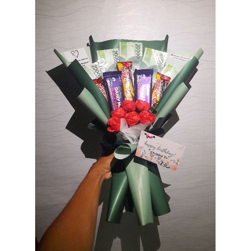 

Buket Uang Cokelat Snack Bunga/ Bouquet Money Chocolate Snack Flower/ Buket Mix/ Buket Ulang Tahun