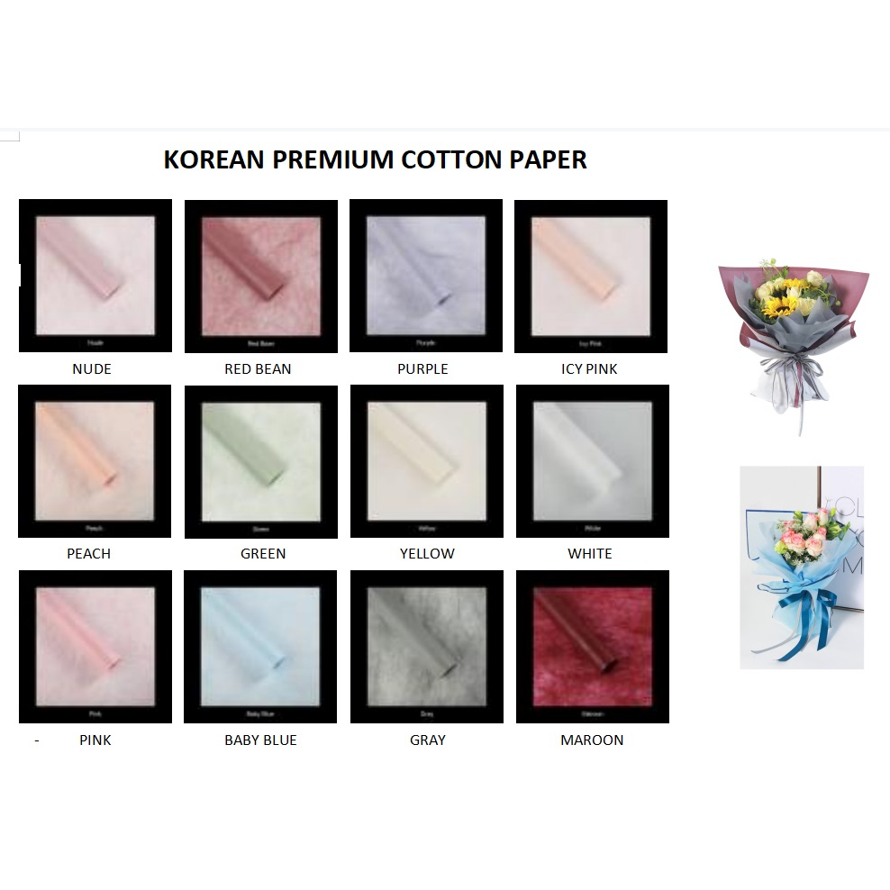 

FLOWER WRAPPING KOREAN PREMIUM COTTON PAPER KERTAS BUKET TISSUE SERAT PEMBUNGKUS BUNGA (ECER)