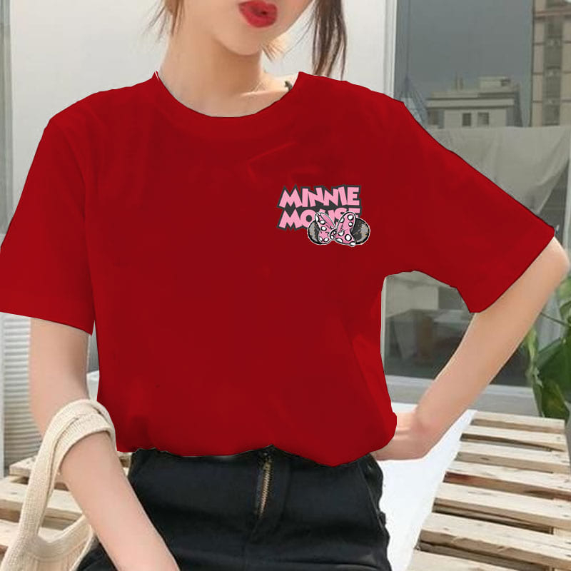 Baju Kaos Atasan Uniqlo Mickey Minnie Mouse Lucu Wanita Dewasa Jumbo Oversize Couple Lengan Pendek