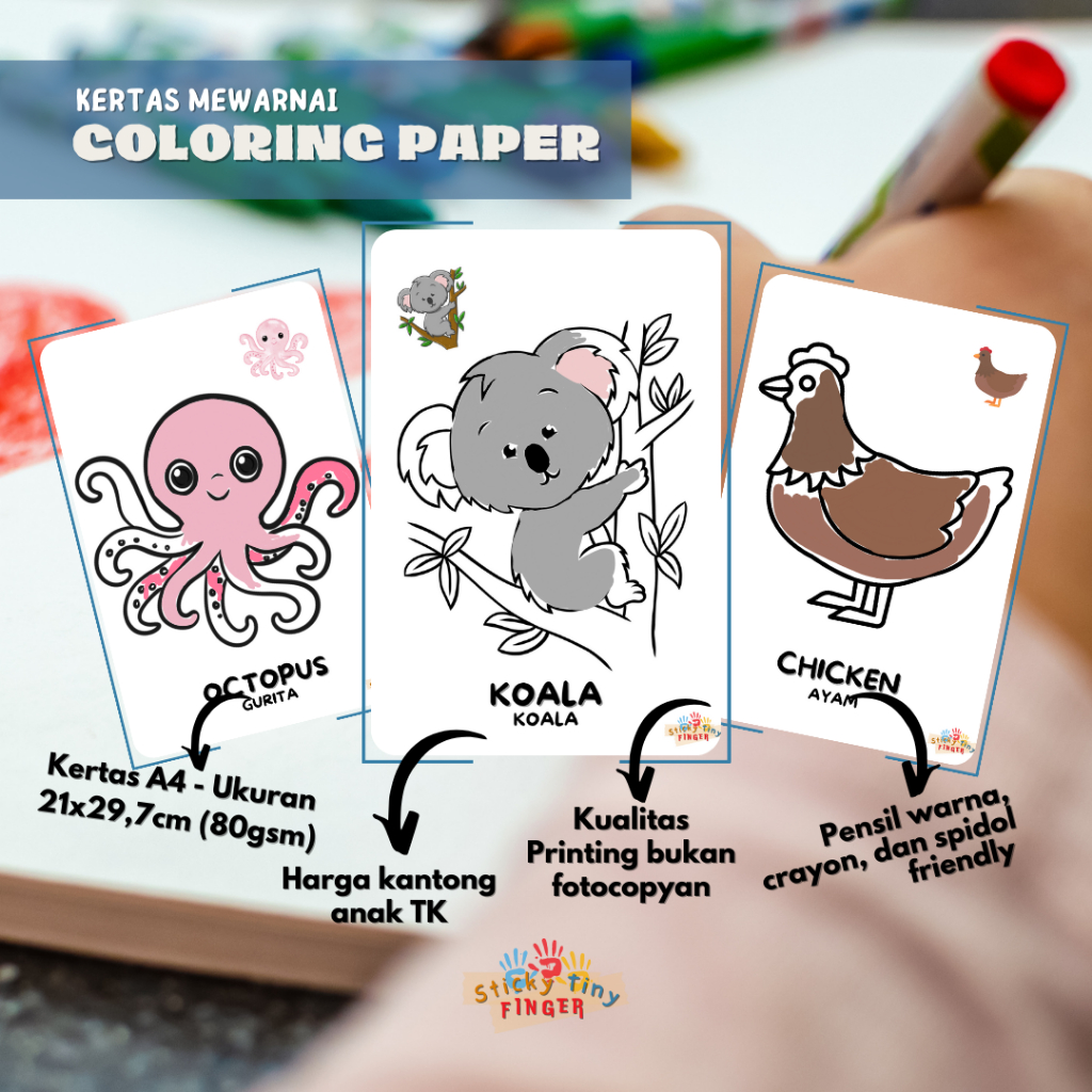 

Kertas Mewarnai / 1Pack (Isi 10 Lembar) / Kertas Gambar / Kertas Mewarnai Anak Paud, TK, SD / Coloring Paper / Kertas A4 / Kualitas Printing / Edisi Hewan